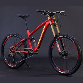 Aluminum Alloy Soft Tail Oil Brake Damping Mountain Bike Bicyc (Option: Red-High configuration version-26x17inch)