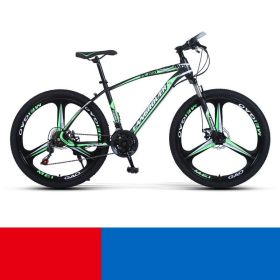 Shock Absorbing Bike Outdoor Riding Variable Speed Cross-country (Option: Black green three knife wheel-24inch 24speed)