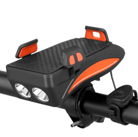 Motorcycle Bicycle Phone Holder Support Charging For Cell Phone With Bike Bell Power Bank Bicycle Front Lamp Flashlight (Option: Orange-2000 mAh)