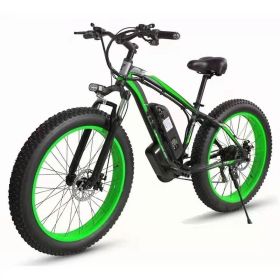 Electric Bicycle Lithium Tram Snow Electric Mountain Bike 21 Speed (Option: Black green-AU)