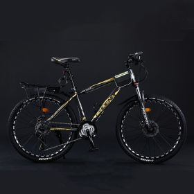 Variable Speed Shock Absorption Mountain Bike (Option: Black gold-Spoke wheel-24inches27speed)