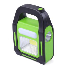 LED Outdoor Portable Work Light Searchlight Solar Cob Camping Light (Option: Green-Rechargeable)