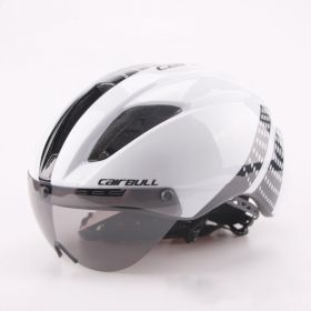 Pneumatic Bicycle Helmet For Road And Mountain (Option: White black-L)