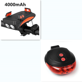 Motorcycle Bicycle Phone Holder Support Charging For Cell Phone With Bike Bell Power Bank Bicycle Front Lamp Flashlight (Option: Orange Set1-4000mAh)