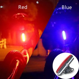 USB Rechargeable Bicycle Riding COB Tail Light Mountain Bike Bicycle LED Safety Warning Light Flashing Rear Light (Option: Red and blue to light-Usb)