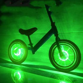 Children's Balance Bike Flower Drum Bicycle Wind Fire Roller Skating Light USB (Option: Green-Usb)