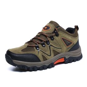 Outdoor Hiking Waterproof Non-slip Low-cut Hiking Shoes (Option: Khaki-43)