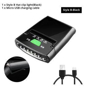 Fish head lamp night fishing USB charging glare clip cap lamp (Option: Highlight black)