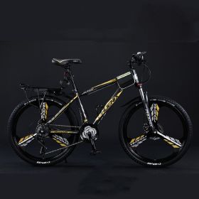 Variable Speed Shock Absorption Mountain Bike (Option: Black gold-Three knife wheel-26inches24speed)