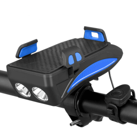 Motorcycle Bicycle Phone Holder Support Charging For Cell Phone With Bike Bell Power Bank Bicycle Front Lamp Flashlight (Option: Blue-2000 mAh)