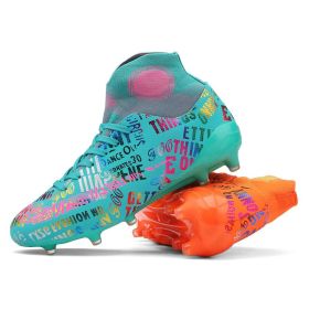 Soccer Shoes Fashion Breathable Broken Nail Soccer Shoes Men's Large Size (Option: Moonlight Orange Spike-38)