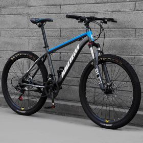 Mountain Bike Bicycle 24 26 Inch Disc Brake Shock Absorption Bicycle Men's And Women's Variable Speed Bicycle (Option: Blue Spoke wheel-27speed)