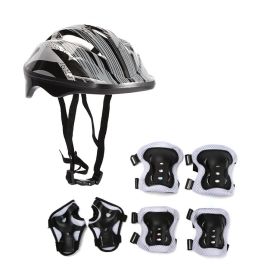 Roller Skating Protective Gear Set Helmet Skateboard Sports Knee Pads Skater Helmet (Color: Grey)
