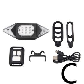 USB Rechargeable Bicycle Turn Signal Wireless Remote Control Mountain Bike Taillight (Option: C)