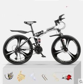 Dual Shock Absorbing Off-road Variable Speed Racing Male And Female Student Bikes (Option: Black white-3 Style-30speed)