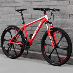 Mountain Bike Bicycle 24 26 Inch Disc Brake Shock Absorption Bicycle Men's And Women's Variable Speed Bicycle (Option: Six cuts red-27speed)