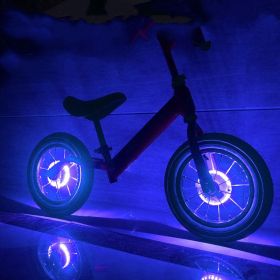Children's Balance Bike Flower Drum Bicycle Wind Fire Roller Skating Light USB (Option: Blue-Usb)
