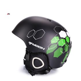 Ski Helmet Snow Safety Helmet Protective Gear Sports Equipment Head Protection Integrated (Option: Hexagonal on black-L)