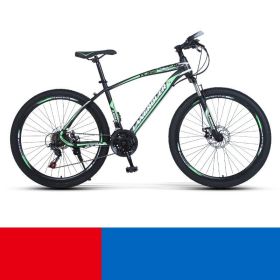 Shock Absorbing Bike Outdoor Riding Variable Speed Cross-country (Option: Black and green spoke wheel-26inch 27speed)