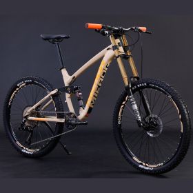 Aluminum Alloy Soft Tail Oil Brake Damping Mountain Bike Bicyc (Option: Beige-Standard version-27.5x17inch)